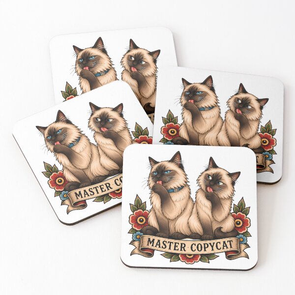 Item preview, Siamese Master Copycat Vintage Tattoo Style designed and sold by Old's Cool Cat Studio.