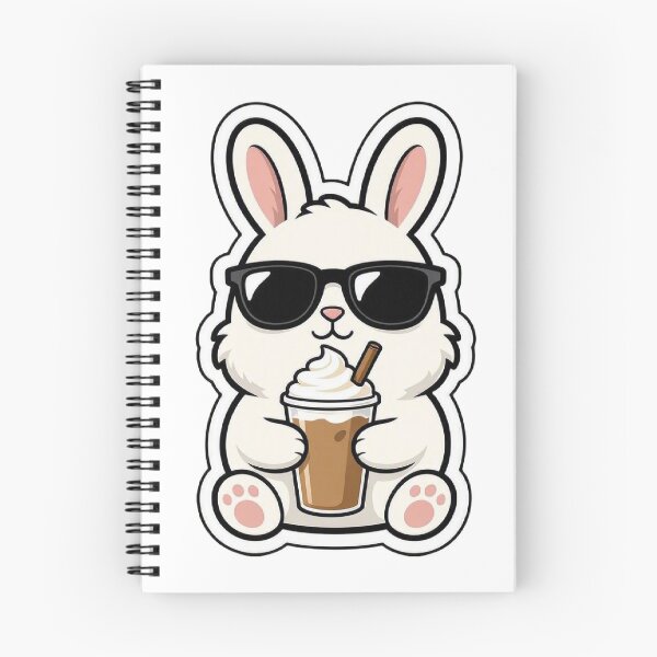 Item preview, Cute Bunny Drinking Iced Coffee Sunglasses designed and sold by BobaCatDesign.