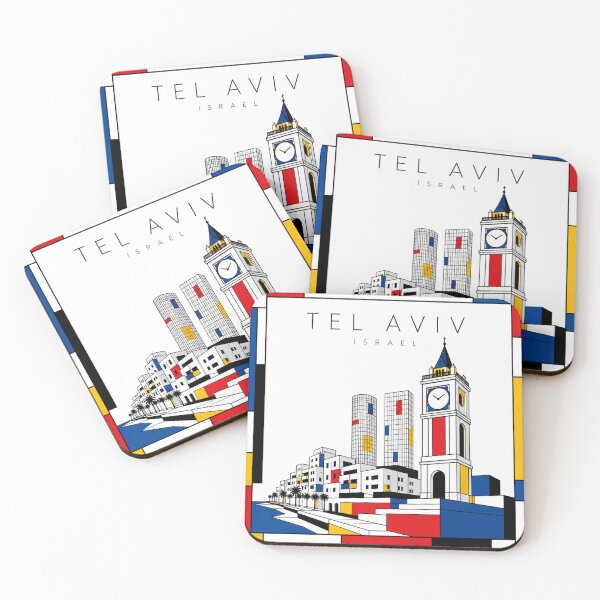 Item preview, Tel Aviv Mondrian style poster 3D designed and sold by CMYKStudio.