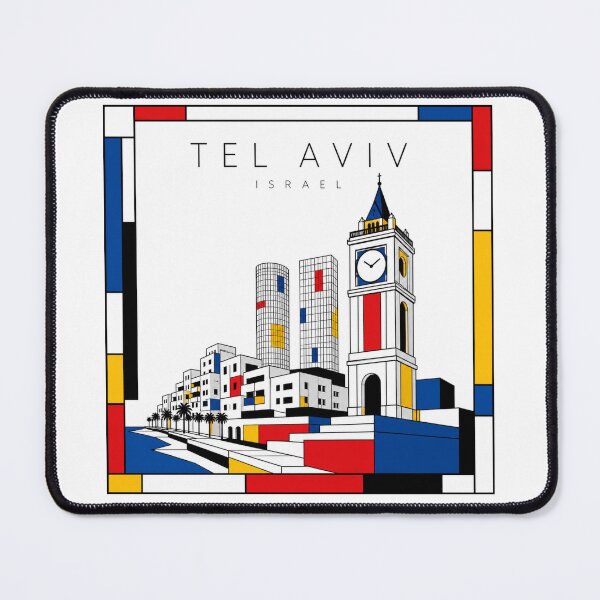 Item preview, Tel Aviv Mondrian style poster 3D designed and sold by CMYKStudio.