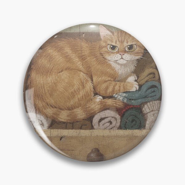 Item preview, Ginger Cat Tucked in the Warm Sock Drawer Folk Art designed and sold by PictorialWhimsy.