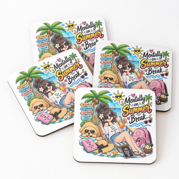Item preview, Mentally On Summer Break Cute Beach Girl Sticker | Summer Vacation Vibes designed and sold by Genzfirevibes.