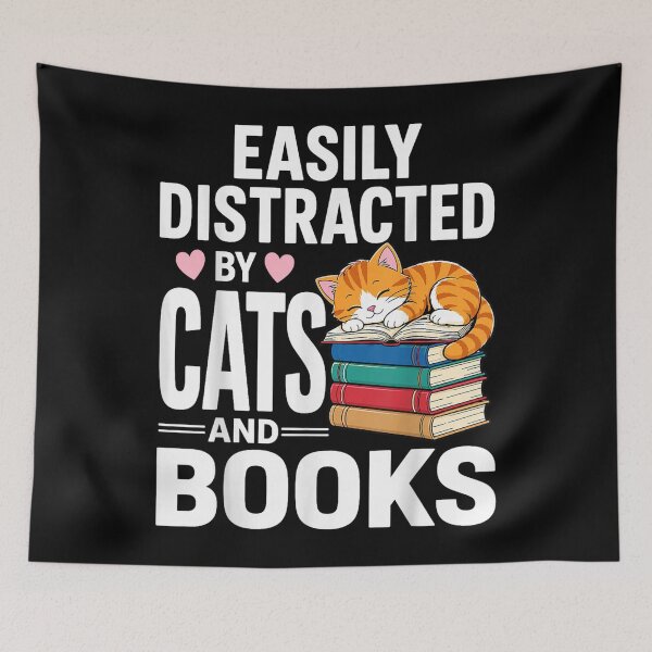 Item preview, Easily Distracted by Cats and Books Reading Lover designed and sold by BelindaPen.