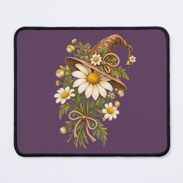 Item preview, Cottagecore Witch Hat Chamomile Watercolor Art – Whimsical Halloween Print designed and sold by MagicMakerPh.