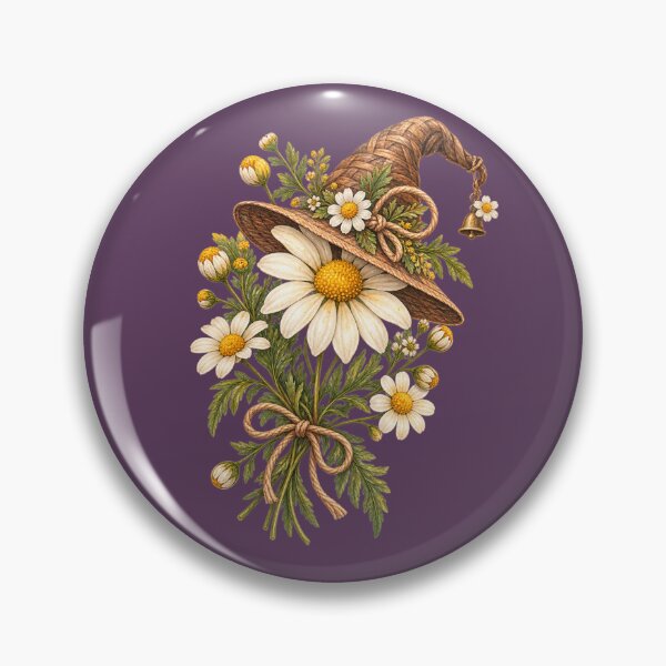 Item preview, Cottagecore Witch Hat Chamomile Watercolor Art – Whimsical Halloween Print designed and sold by MagicMakerPh.