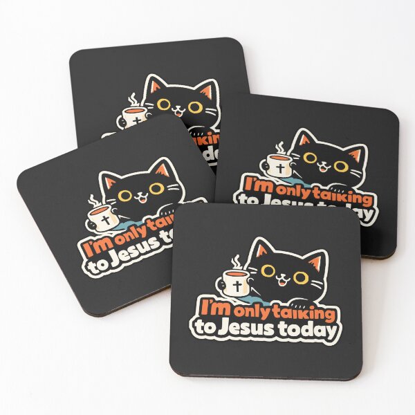 Item preview, Grumpy Black Cat Coffee Quote I'm Only Talking To Jesus Today designed and sold by Studio Bootleg.