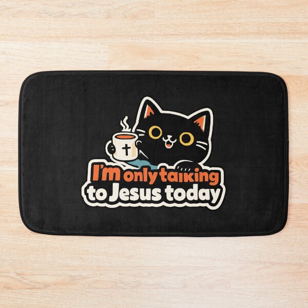Item preview, Grumpy Black Cat Coffee Quote I'm Only Talking To Jesus Today designed and sold by Studio Bootleg.