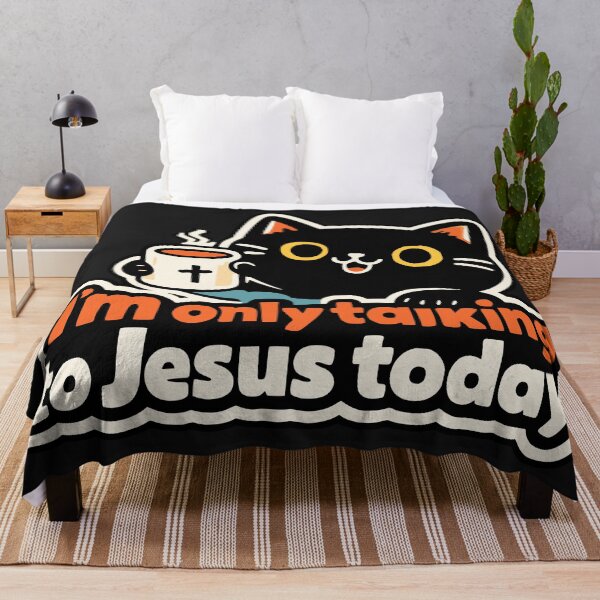 Item preview, Grumpy Black Cat Coffee Quote I'm Only Talking To Jesus Today designed and sold by Studio Bootleg.