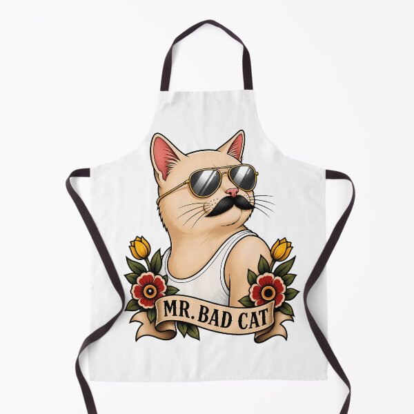 Item preview, Mr Bad Cat Cool Mustache Aviator Sunglasses Tattoo designed and sold by Old's Cool Cat Studio.