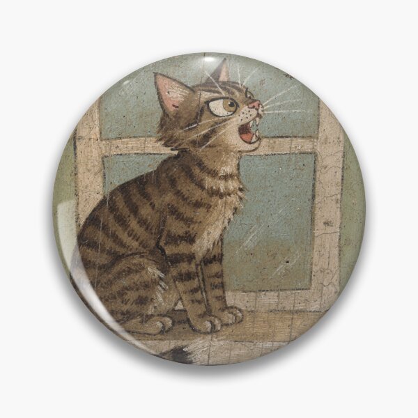 Item preview, Brown Tabby Yelling at a Bird Through the Window Folk Art designed and sold by PictorialWhimsy.