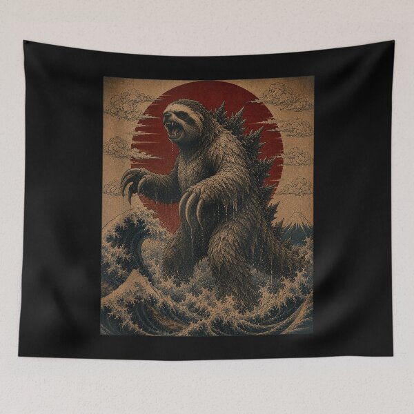 Item preview, Retro Art Funny Slothzilla Japanese Art Vintage Sloth Lover designed and sold by BelindaPen.