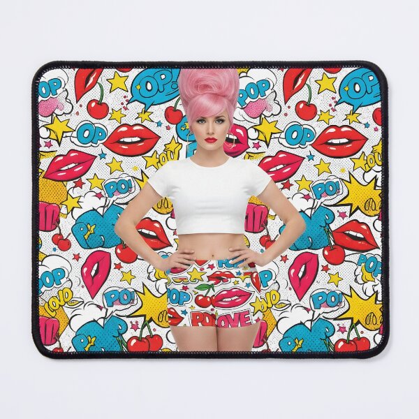 Item preview, Pink Beehive Pop Art - Cherry Lips Comic Pattern Girl designed and sold by Ela Art Space .