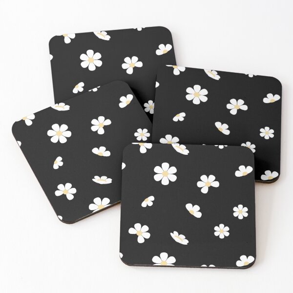Item preview, White Daisies On Black Seamless Floral Pattern designed and sold by Moody Critters.