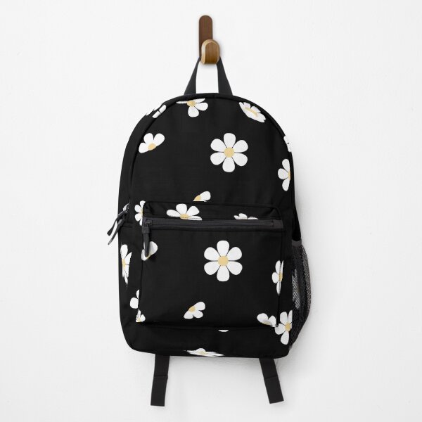 Item preview, White Daisies On Black Seamless Floral Pattern designed and sold by Moody Critters.