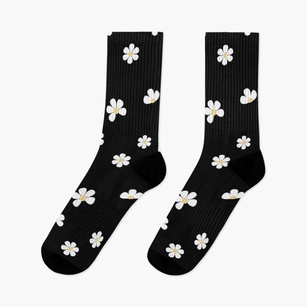 Item preview, White Daisies On Black Seamless Floral Pattern designed and sold by Moody Critters.