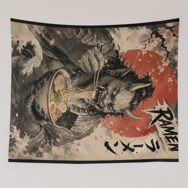 Item preview, Oni Demon Ogre Ramen Sumie Japanese Vintage designed and sold by TomFrontierArt.