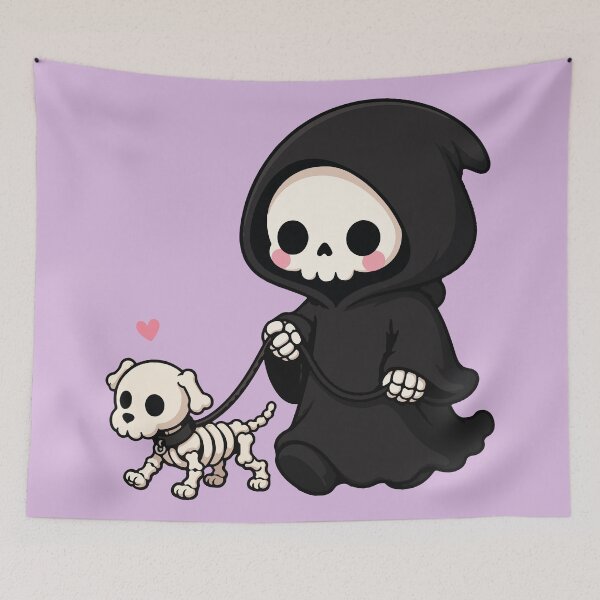 Item preview, Cute Grim Reaper Walking Skeleton Dog  designed and sold by BrownHorse90s.