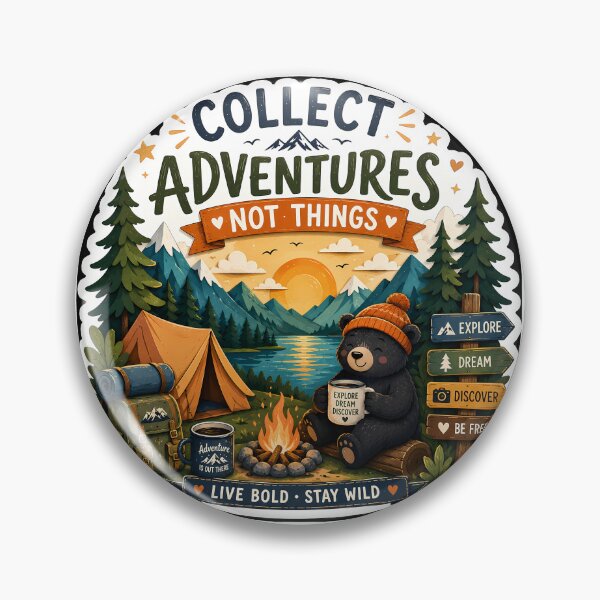 Item preview, Collect Adventures Not Things Bear Sticker | Cute Camping Bear | Campfire Adventure Sticker designed and sold by GenZStickerHub1.