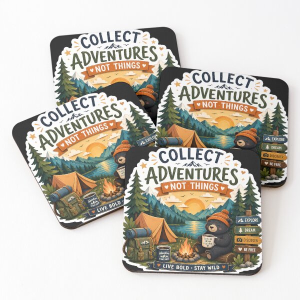 Item preview, Collect Adventures Not Things Bear Sticker | Cute Camping Bear | Campfire Adventure Sticker designed and sold by GenZStickerHub1.