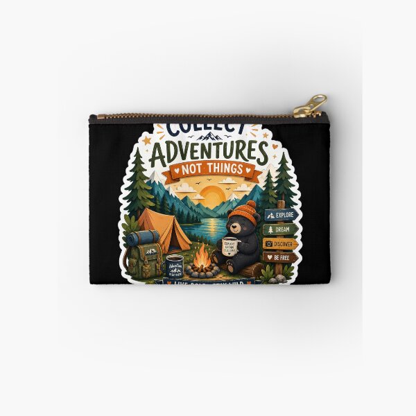 Item preview, Collect Adventures Not Things Bear Sticker | Cute Camping Bear | Campfire Adventure Sticker designed and sold by GenZStickerHub1.