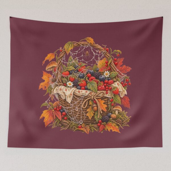 Item preview, Cottagecore Cobweb Berries Watercolor Art – Whimsical Halloween Botanical Print designed and sold by MagicMakerPh.