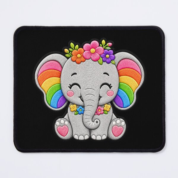 Item preview, Rainbow Elephant Embroidery Patch Illustration designed and sold by ColorSplash123.