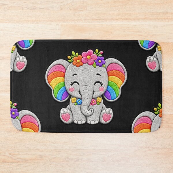 Item preview, Rainbow Elephant Embroidery Patch Illustration designed and sold by ColorSplash123.