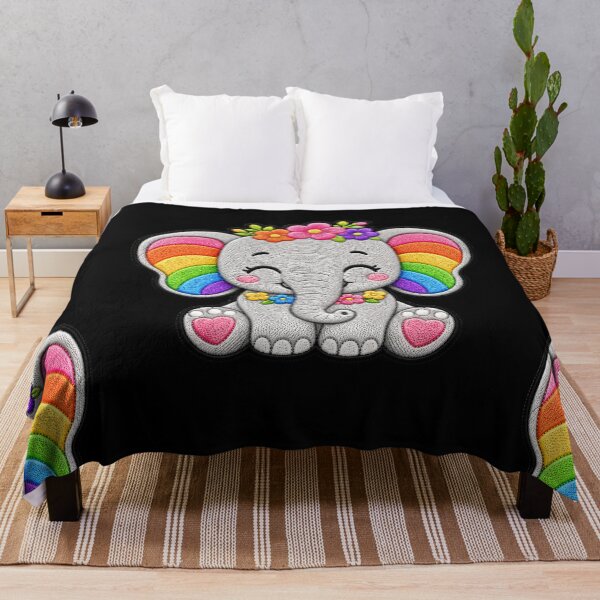 Item preview, Rainbow Elephant Embroidery Patch Illustration designed and sold by ColorSplash123.