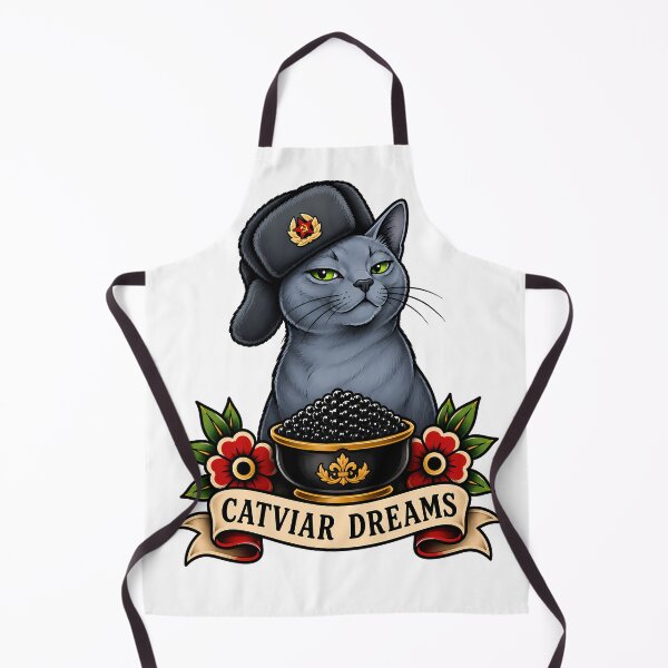 Item preview, Russian Blue Catviar Dreams Vintage Tattoo Art designed and sold by Old's Cool Cat Studio.