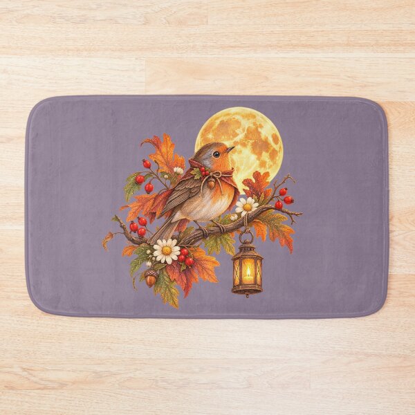 Item preview, Cottagecore Harvest Moon Songbird Watercolor Art – Cozy Halloween Print designed and sold by MagicMakerPh.
