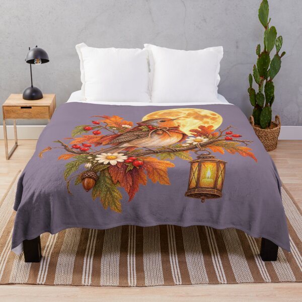Item preview, Cottagecore Harvest Moon Songbird Watercolor Art – Cozy Halloween Print designed and sold by MagicMakerPh.