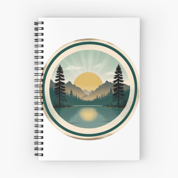 Item preview, Vintage Mountain Sunrise Lake Landscape Badge designed and sold by Fetraus.