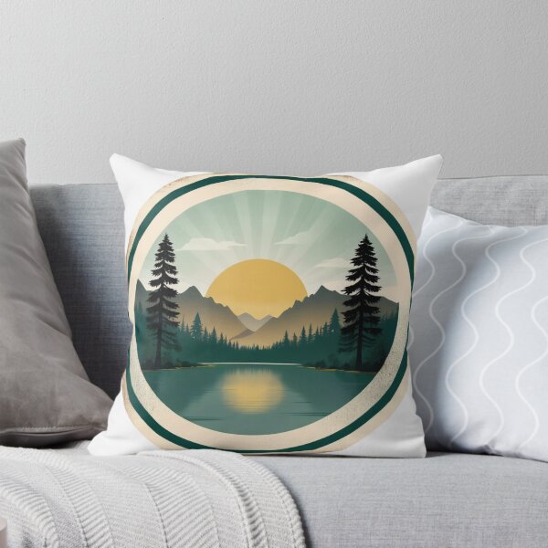 Item preview, Vintage Mountain Sunrise Lake Landscape Badge designed and sold by Fetraus.