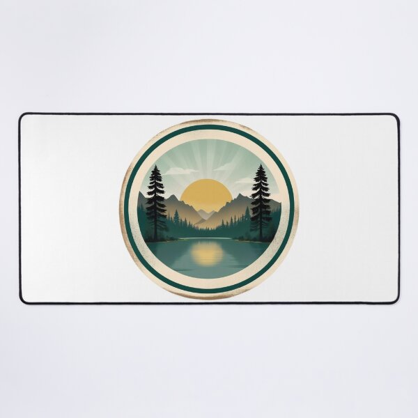 Item preview, Vintage Mountain Sunrise Lake Landscape Badge designed and sold by Fetraus.