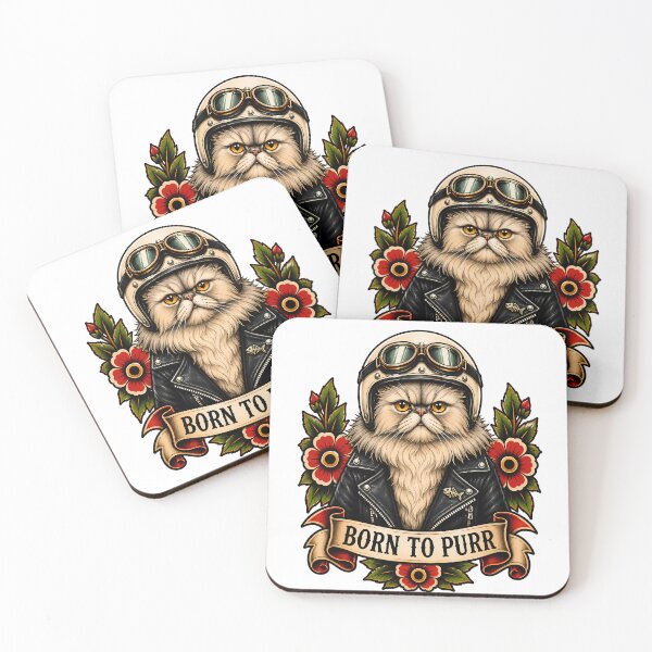 Item preview, Born to Purr Vintage Biker Cat Tattoo designed and sold by Old's Cool Cat Studio.