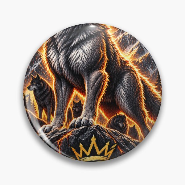 Item preview, Sovereign Wolf Crowned Leader Mountain Moon Powerful Alpha Wolf designed and sold by Bathu Designs.