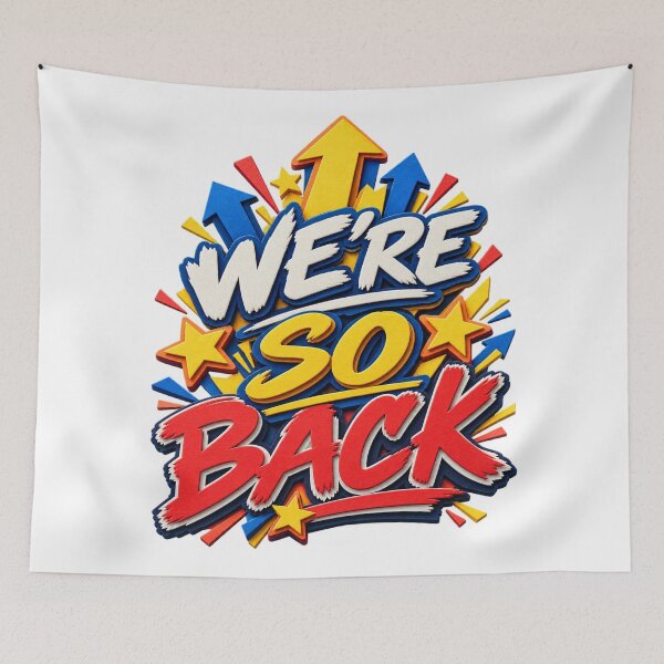 Item preview, We're So Back Energetic Papercraft Typography Design designed and sold by Promoffy.