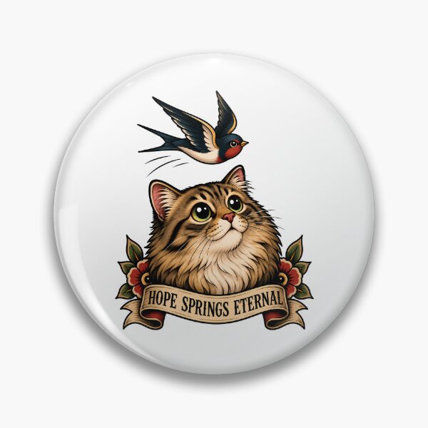 Item preview, Hope Springs Eternal Vintage Cat Swallow Tattoo designed and sold by Old's Cool Cat Studio.