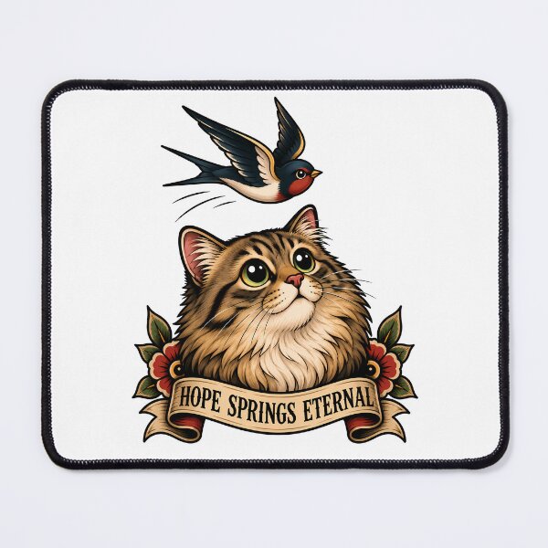 Item preview, Hope Springs Eternal Vintage Cat Swallow Tattoo designed and sold by Old's Cool Cat Studio.