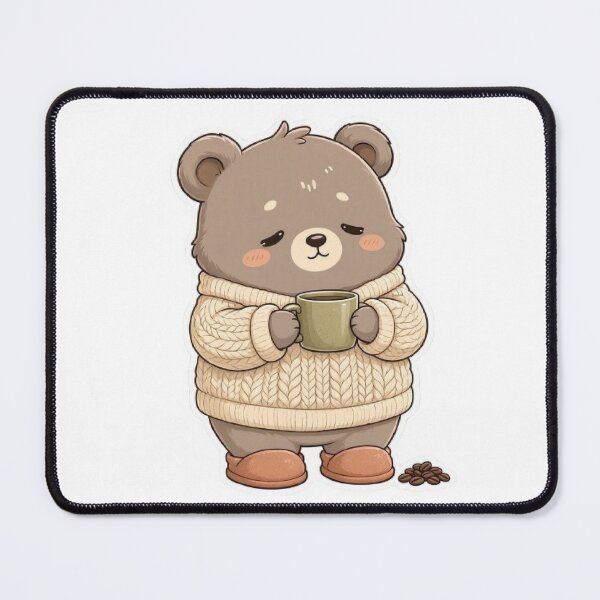 Item preview, Sleepy Cozy Bear with Coffee | Cute Woodland Animal designed and sold by vigzhifushions.