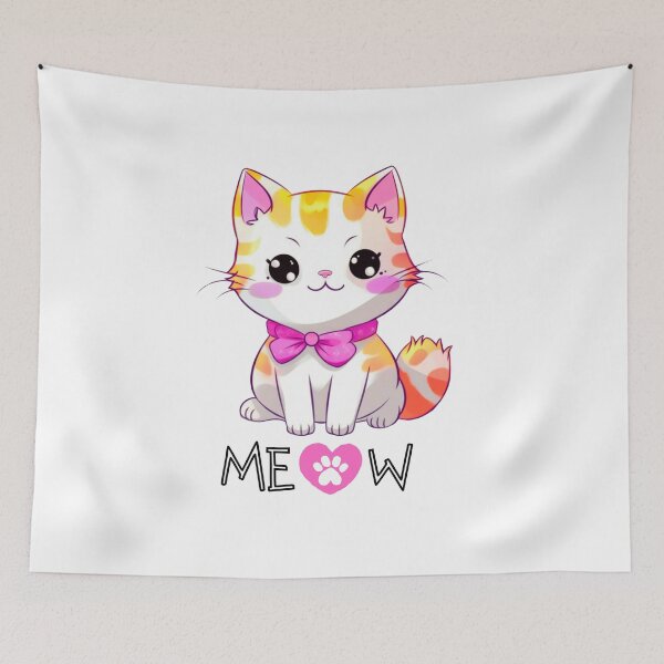 Item preview, Cute Kawaii Cat with Pink Bow – Meow Cat Lover Design designed and sold by teeNova Wear.