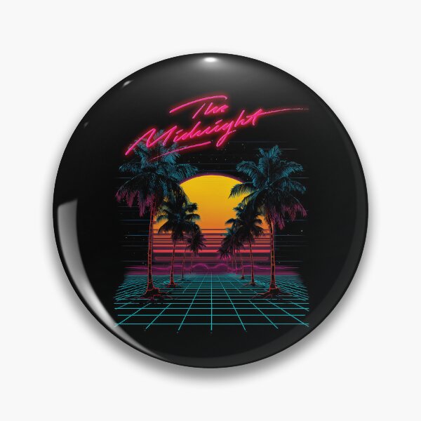 Item preview, The Midnight Palms Synthwave Grid Sunset designed and sold by IrenaMalic.
