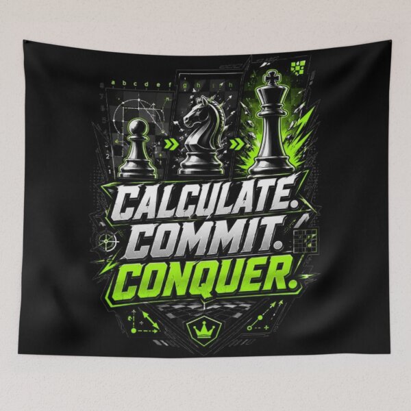 Item preview, Calculate Commit Conquer Chess Motivation designed and sold by KnightVibe.