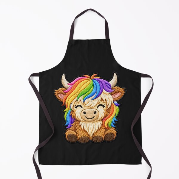 Item preview, Rainbow Highland Cow Embroidery Patch Illustration designed and sold by ColorSplash123.