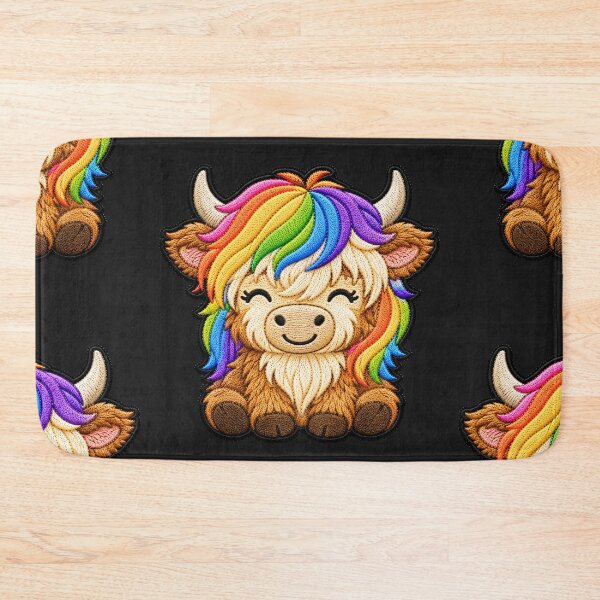 Item preview, Rainbow Highland Cow Embroidery Patch Illustration designed and sold by ColorSplash123.