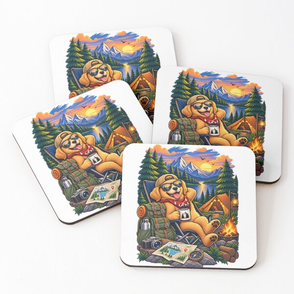 Item preview, Vintage Camping Dog Mountain Sunset Adventure Design designed and sold by lovepower.