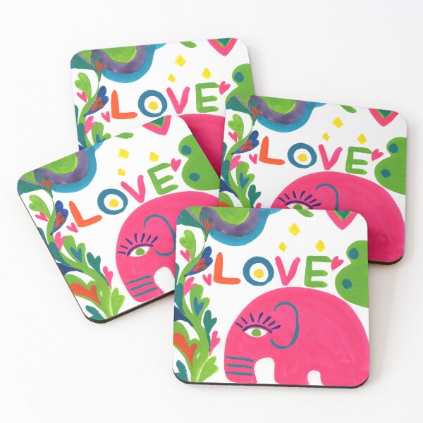 Item preview, colorful pink elepant art designed and sold by BELL--prints.