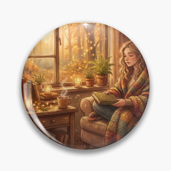 Item preview, Girl Reading by Rainy Window | Cozy Cottagecore Book Lover Wall Art designed and sold by SebastianSpace.