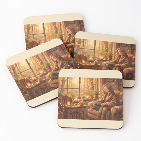 Item preview, Girl Reading by Rainy Window | Cozy Cottagecore Book Lover Wall Art designed and sold by SebastianSpace.