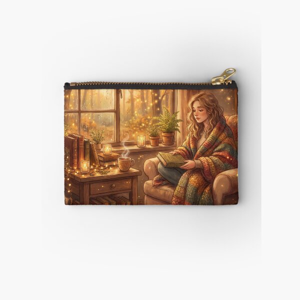 Item preview, Girl Reading by Rainy Window | Cozy Cottagecore Book Lover Wall Art designed and sold by SebastianSpace.